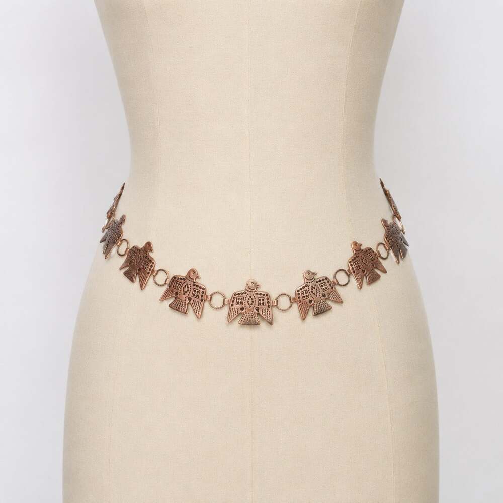 Vintage light copper Thunderbird Concho Chain Belt Women's Southwestern Tribal